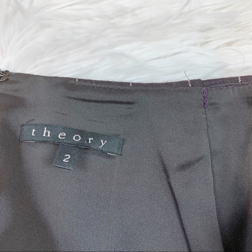 Theory Striped wool blend knee length pencil skirt in brown workwear - Picture 10 of 12